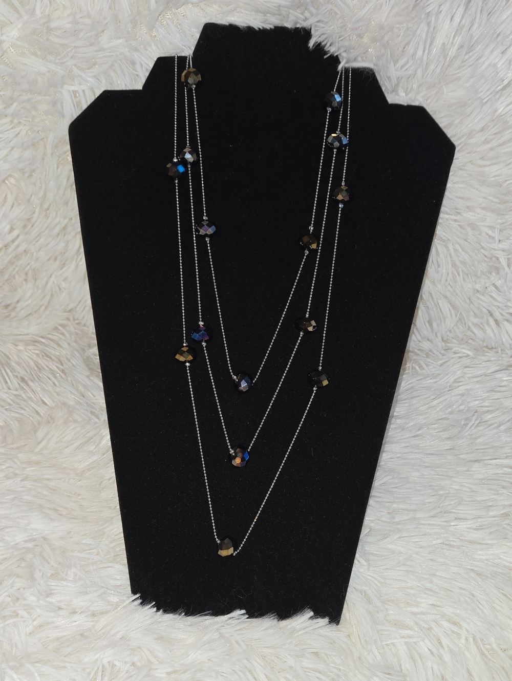 Elegant Multi-Strand Black Beaded Necklace